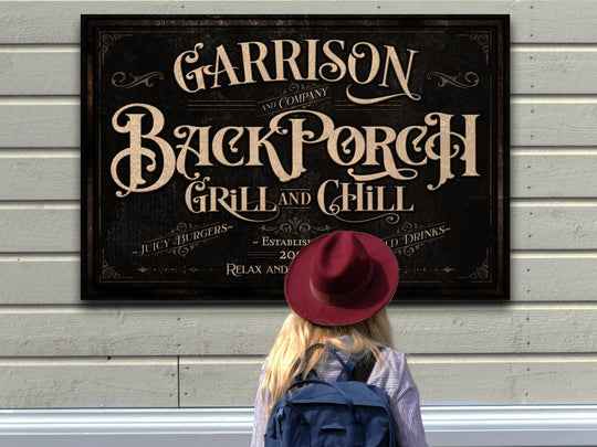 Personalized Back Porch Sign | Back Porch Grill and Chill Sign | Backyard Bar Sign | Back Porch Bar Sign | Backyard Grill Sign