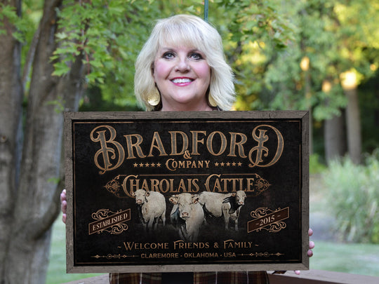 Charolais Cattle Sign | Charolais Cattle Ranch Sign | Cattle Farm Sign | Vintage Cattle Sign | Farmhouse Cattle Sign | Metal Print