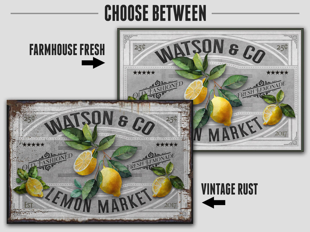 Lemon Decor | Lemon Sign | Lemon Market | Metal Decor | Porch Sign | Summer Sign | Family Name sign | Lemon