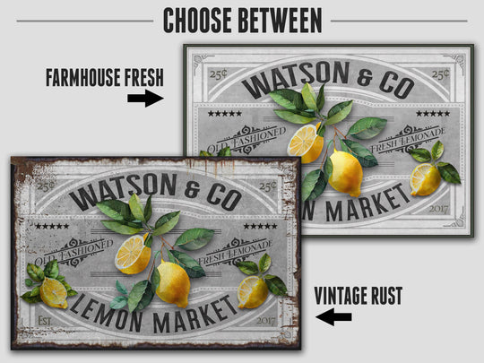 Lemon Decor | Lemon Sign | Lemon Market | Metal Decor | Porch Sign | Summer Sign | Family Name sign | Lemon