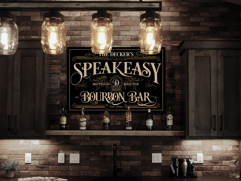 Speakeasy Bourbon Bar Sign | Speakeasy Sign | Personalize Speakeasy Bourbon Bar Sign | Large Metal Sign | Large Canvas | Vintage Bar Sign