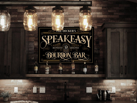 Speakeasy Bourbon Bar Sign | Speakeasy Sign | Personalize Speakeasy Bourbon Bar Sign | Large Metal Sign | Large Canvas | Vintage Bar Sign