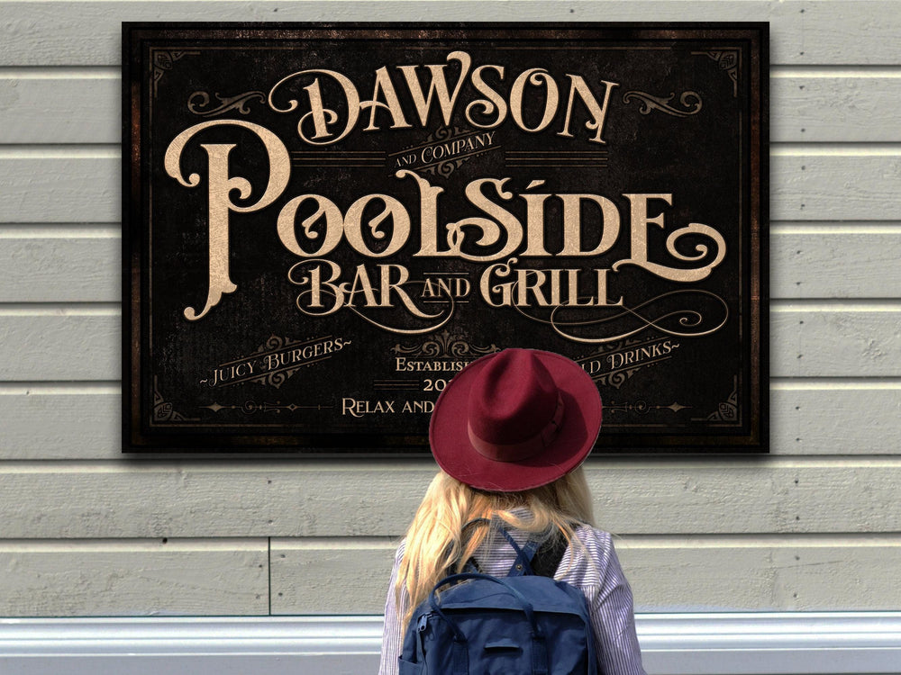 Poolside Bar Sign | Personalized Poolside Bar Sign | Pool Bar Sign | Vintage Pool Bar Sign | Last Name Pool Bar Sign