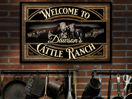 Hereford Cattle Sign | Hereford Cattle Ranch Sign | Cattle Farm Sign | Vintage Hereford Farm Sign | Farmhouse Cattle Sign | Metal Print