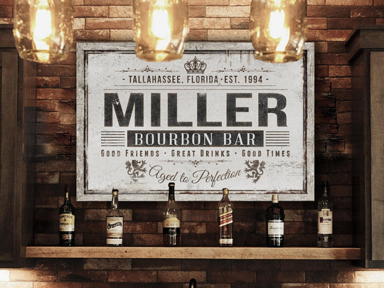 Custom Bourbon Bar Sign | Bourbon Sign | Custom Customized Family Bourbon Bar | Family Name Sign | Modern Farmhouse Decor | Large Metal Sign