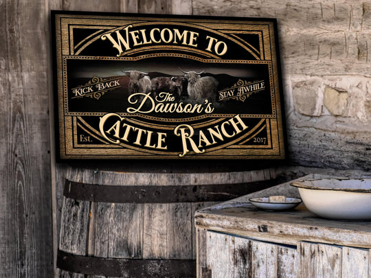 Highland Cattle Sign | Highland Cattle Ranch Sign | Cattle Farm Sign | Vintage Highland Farm Sign | Farmhouse Cattle Sign | Metal Print