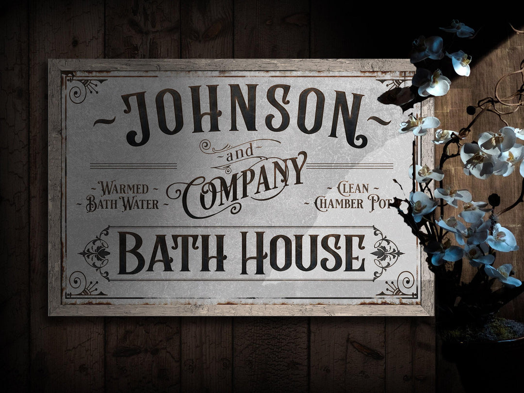 Personalized Bath House Sign | Family Name Bathroom Sign | Bath House Sign | Powder Room Sign | Farmhouse Decor | Distressed Bath Sign