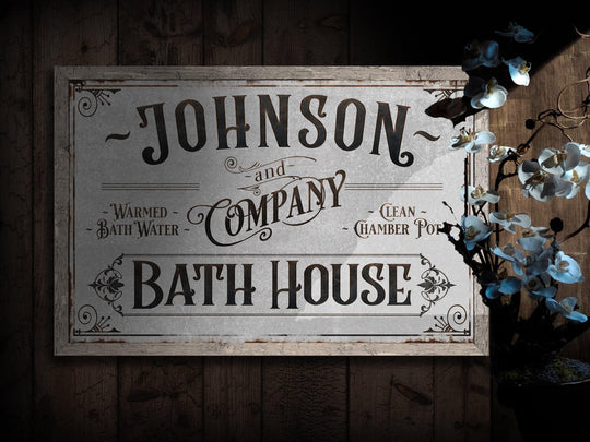 Personalized Bath House Sign | Family Name Bathroom Sign | Bath House Sign | Powder Room Sign | Farmhouse Decor | Distressed Bath Sign