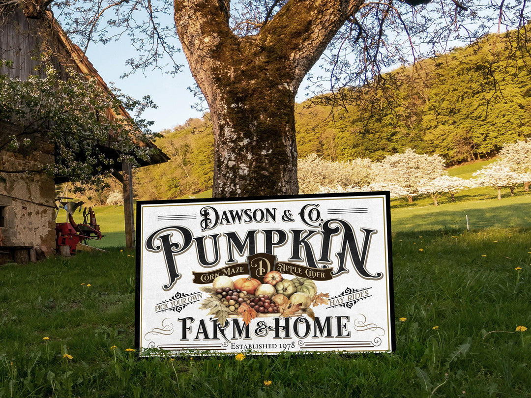 Personalized Pumpkin Farm Sign | Farmhouse Pumpkin Sign | Vintage Pumpkin Farm Sign | Large Metal Sign | Large Canvas Sign