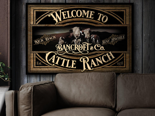 Hereford Cattle Sign | Hereford Cattle Ranch Sign | Cattle Farm Sign | Vintage Hereford Farm Sign | Farmhouse Cattle Sign | Metal Print