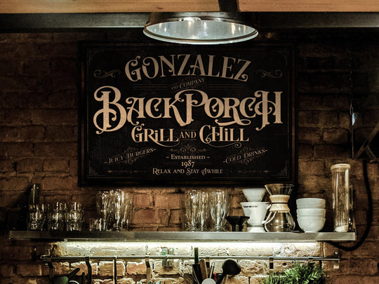 Personalized Back Porch Sign | Back Porch Grill and Chill Sign | Backyard Bar Sign | Back Porch Bar Sign | Backyard Grill Sign