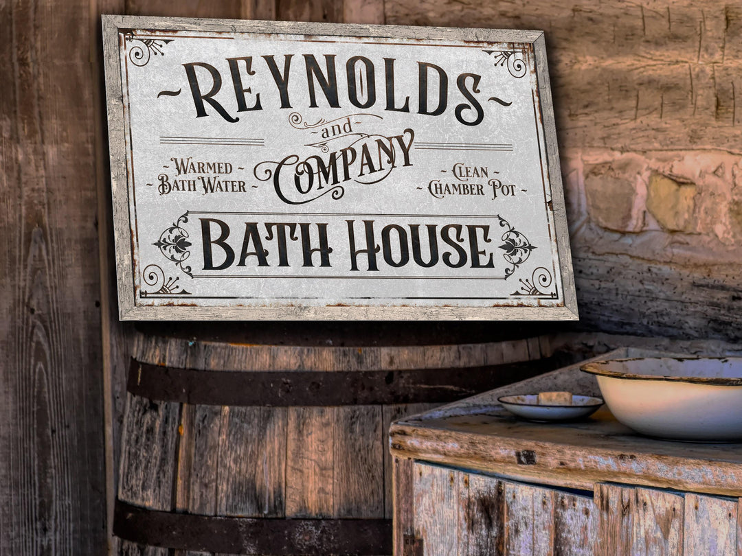 Personalized Bath House Sign | Family Name Bathroom Sign | Bath House Sign | Powder Room Sign | Farmhouse Decor | Distressed Bath Sign