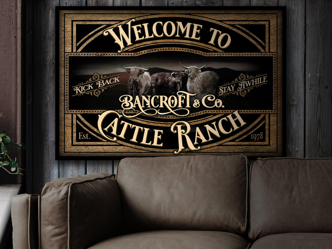 Highland Cattle Sign | Highland Cattle Ranch Sign | Cattle Farm Sign | Vintage Highland Farm Sign | Farmhouse Cattle Sign | Metal Print