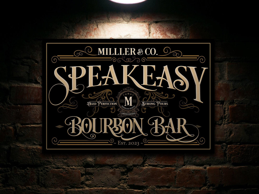 Speakeasy Bourbon Bar Sign | Speakeasy Sign | Personalize Speakeasy Bourbon Bar Sign | Large Metal Sign | Large Canvas | Vintage Bar Sign