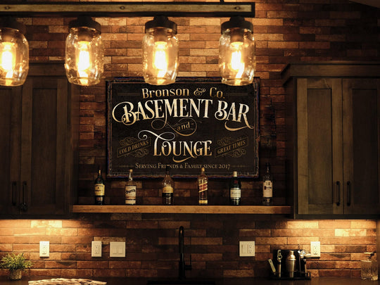 Basement Bar and Lounge Sign | Custom Basement Bar Sign | Custom Name Sign | Man Cave Sign | Basement Bar Wall Decor | Distressed Sign