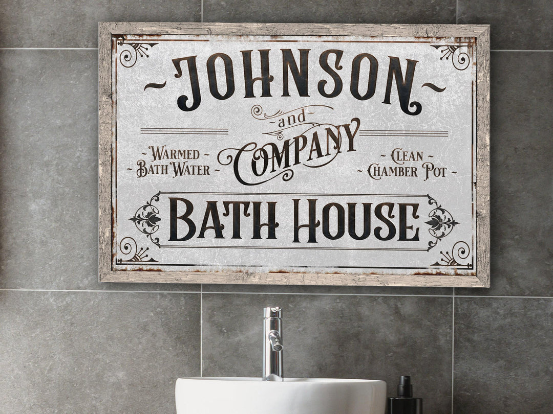 Personalized Bath House Sign | Family Name Bathroom Sign | Bath House Sign | Powder Room Sign | Farmhouse Decor | Distressed Bath Sign