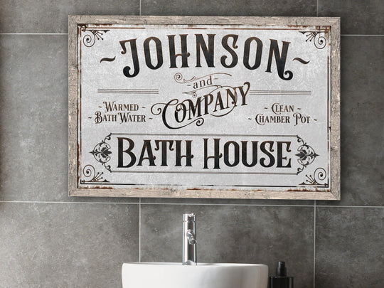 Personalized Bath House Sign | Family Name Bathroom Sign | Bath House Sign | Powder Room Sign | Farmhouse Decor | Distressed Bath Sign