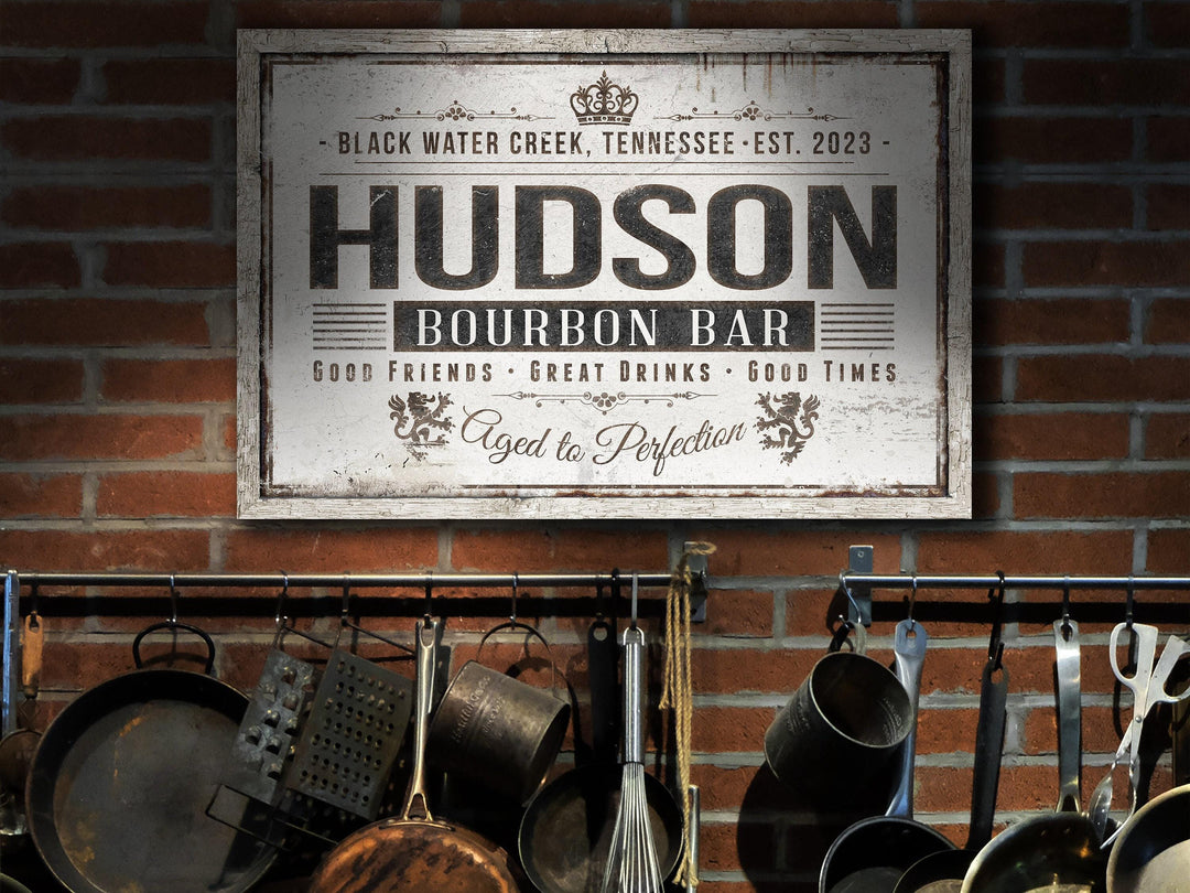 Custom Bourbon Bar Sign | Bourbon Sign | Custom Customized Family Bourbon Bar | Family Name Sign | Modern Farmhouse Decor | Large Metal Sign