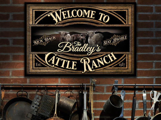 Highland Cattle Sign | Highland Cattle Ranch Sign | Cattle Farm Sign | Vintage Highland Farm Sign | Farmhouse Cattle Sign | Metal Print