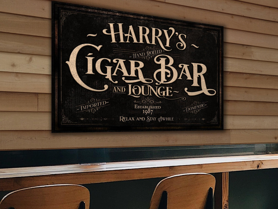 Personalized Cigar Bar Sign | Cigar Bar and Lounge Sign | Cigar Lounge Sign | Rustic Cigar Sign | Vintage Cigar Bar Sign