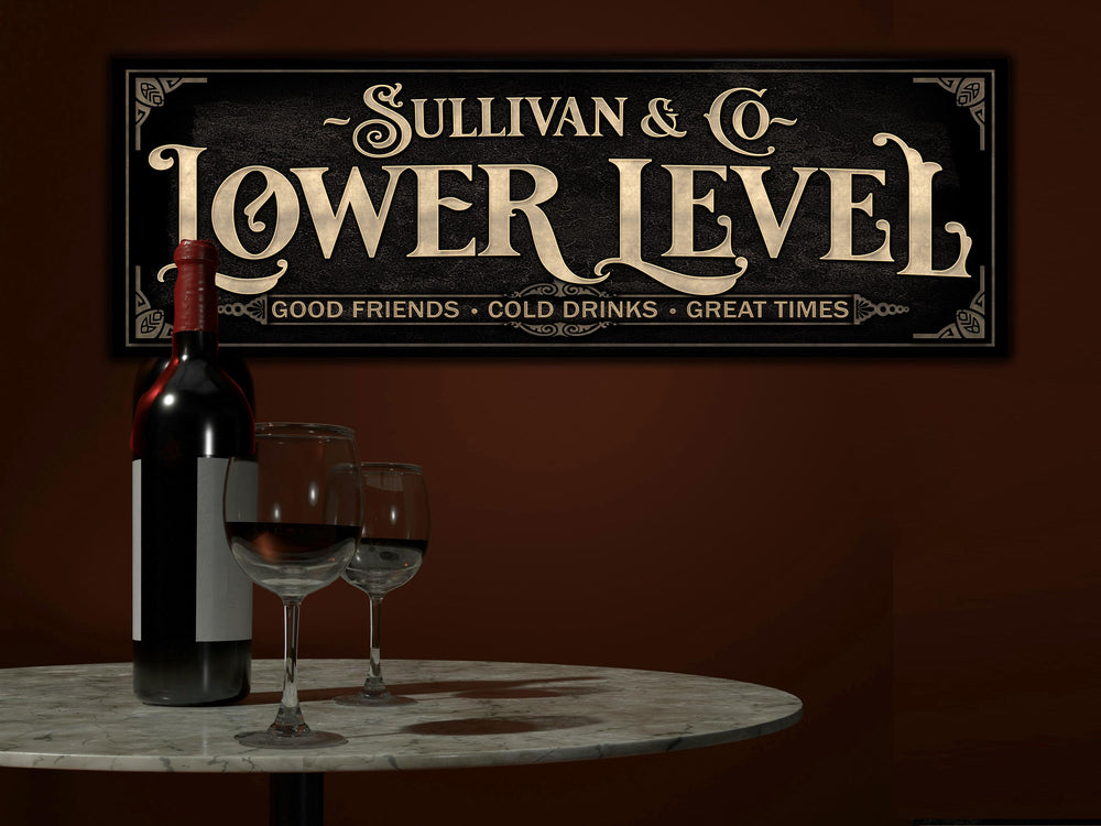 Personalized Lower Level Sign with Family Name | Earthtone Lower Level Sign | Customized Family Lower Level Sign | Custom Lower Level Bar