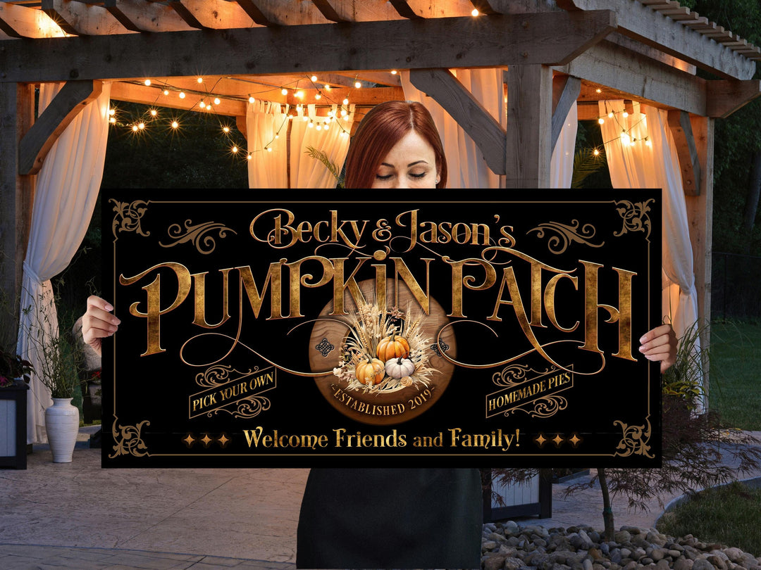 Pumpkin Patch Sign | Family Name Pumpkin Sign | Rustic Fall Decor | Autumn Pumpkin Sign | Autumn Farm Wall Decor | Autumn Pumpkin Sign
