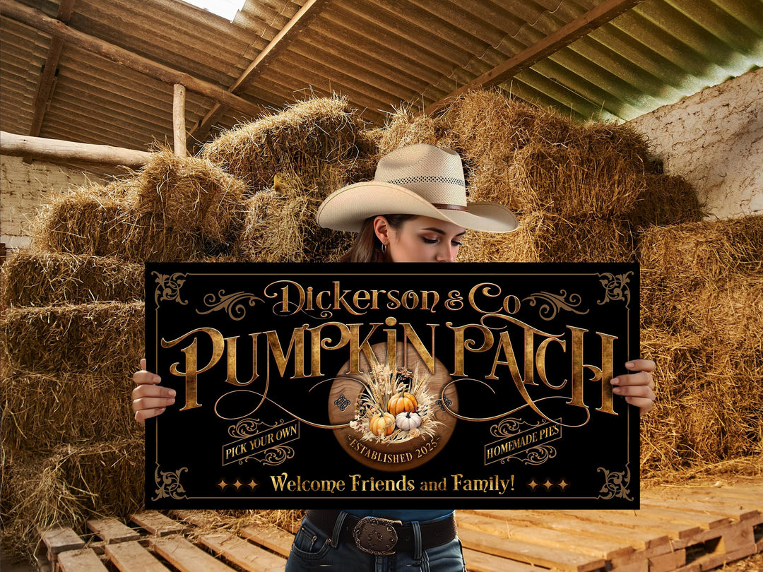 Pumpkin Patch Sign | Family Name Pumpkin Sign | Rustic Fall Decor | Autumn Pumpkin Sign | Autumn Farm Wall Decor | Autumn Pumpkin Sign