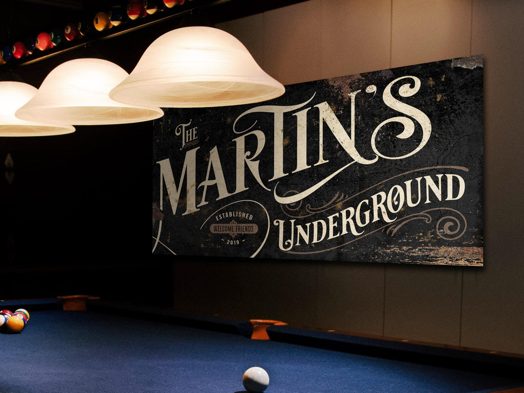 Vintage Underground Bar Sign - Metal or Canvas | Custom Underground Bar Sign | Farmhouse Sign | Basement Bar Decor | Custom Bar Sign