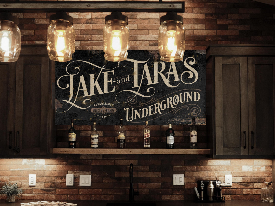 Vintage Underground Bar Sign - Metal or Canvas | Custom Underground Bar Sign | Farmhouse Sign | Basement Bar Decor | Custom Bar Sign