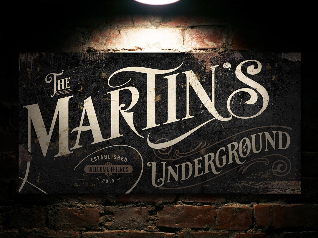 Vintage Underground Bar Sign - Metal or Canvas | Custom Underground Bar Sign | Farmhouse Sign | Basement Bar Decor | Custom Bar Sign