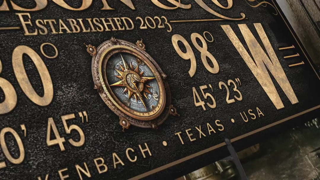 Custom Lake House Sign | GPS Coordinates | Lake House Wall Decor | Personalized Latitude Longitude Lake sign | Steampunk Compass Lake Sign