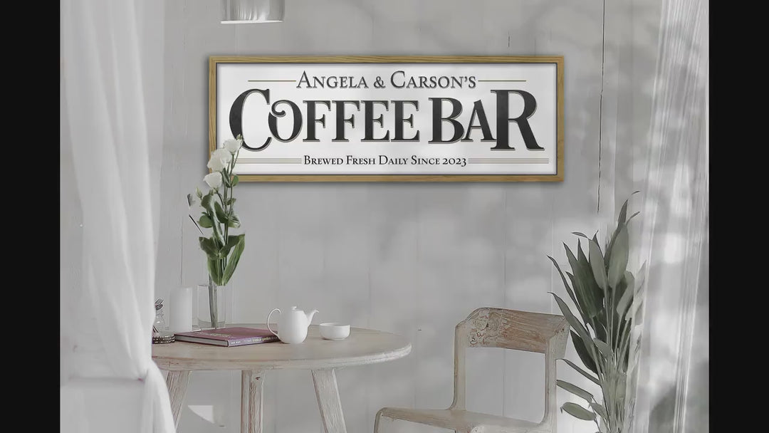 Coffee Bar Sign | Personalized Family Name Coffee Sign | Modern Farmhouse Wall Decor | Large Vintage Coffee Bar Sign | Coffee Bar Decor