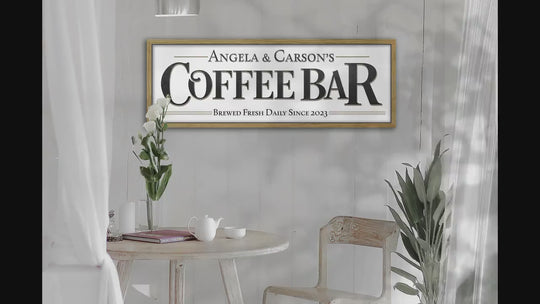 Coffee Bar Sign | Personalized Family Name Coffee Sign | Modern Farmhouse Wall Decor | Large Vintage Coffee Bar Sign | Coffee Bar Decor