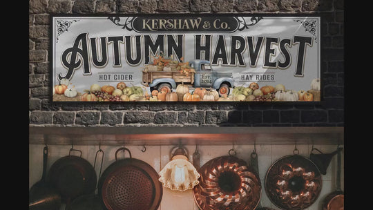 Autumn Harvest Sign | Personalized Family Name Pumpkin | Farmhouse Wall Decor | Large Vintage Autumn Harvest Sign | Pumpkin Farm Decor