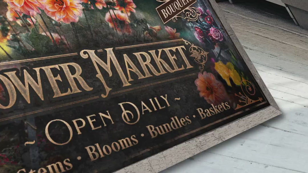 Spring Market Sign | Custom Family Name | Rustic Spring Sign | Vintage Fresh Flowers | Kitchen Sign | Primitive Spring Sign | Metal Print