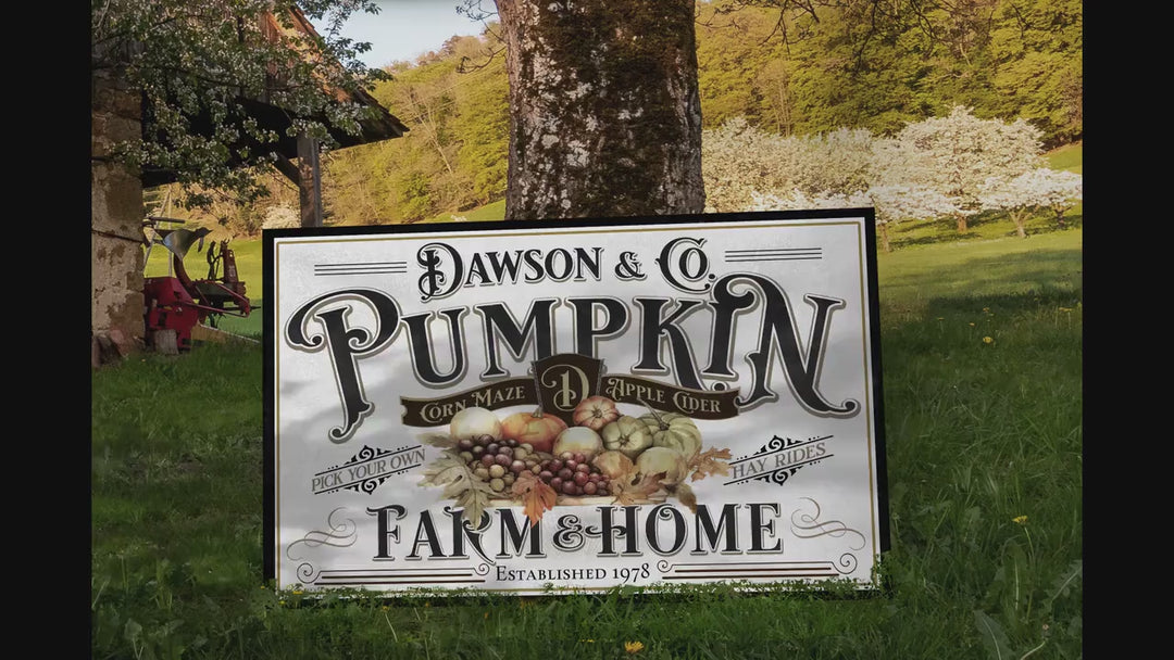 Personalized Pumpkin Farm Sign | Farmhouse Pumpkin Sign | Vintage Pumpkin Farm Sign | Large Metal Sign | Large Canvas Sign