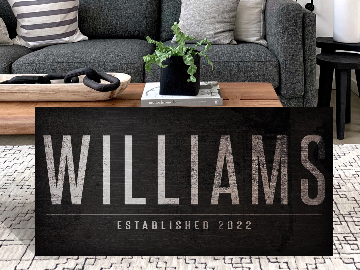 Last Name Sign | Family Name Sign | Personalized Sign | Distressed Family Name on Black Canvas