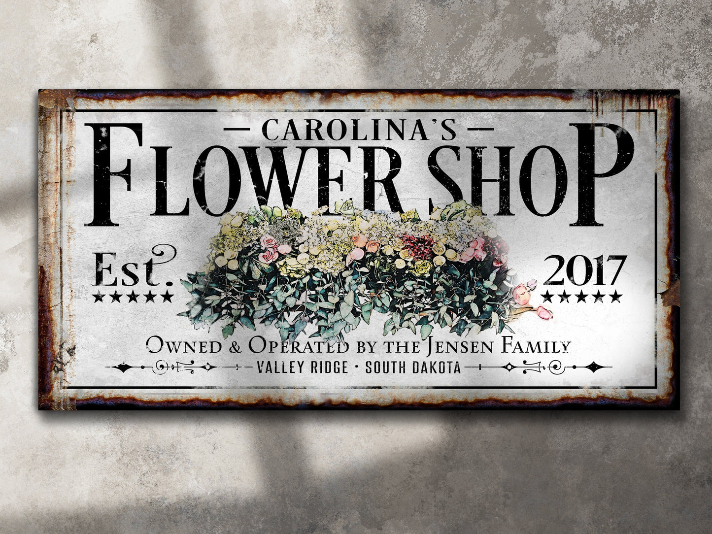 Custom Flower Shop Sign | Last Name Flower Sign | Farmhouse Sign | Custom Business Sign | Farm Wall Decor | Distressed Sign