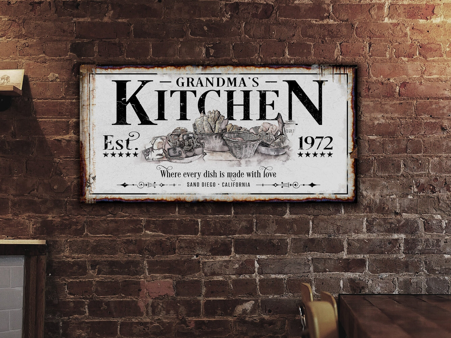 Kitchen Sign | Last Name Kitchen Sign | Farmhouse Sign | Ranch House Plans | Farm Wall Decor | Distressed Sign