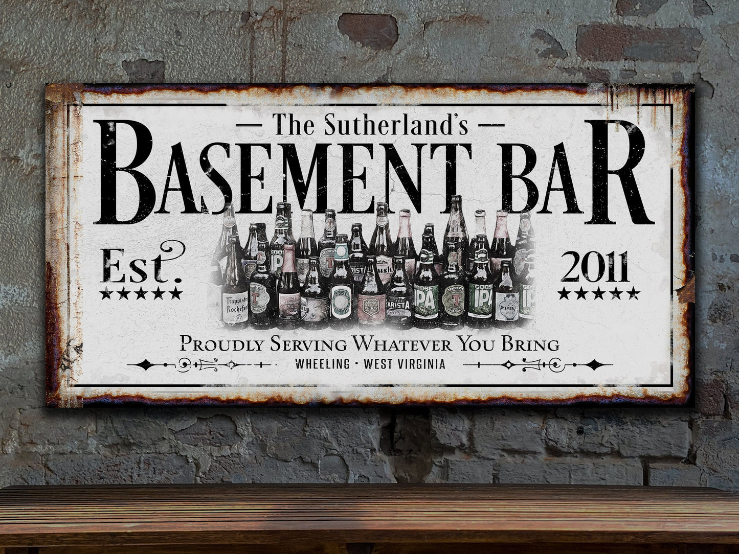 Basement Bar Sign | Custom Bar Sign | Custom Name Sign | Man Cave Sign | Bar Wall Decor | Distressed Sign