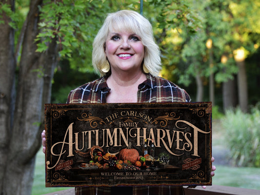 Autumn Harvest Sign | Fall Harvest Sign | Rustic Fall Decor | Autumn Vintage Sign | Farm Wall Decor | Personalized Distressed Sign