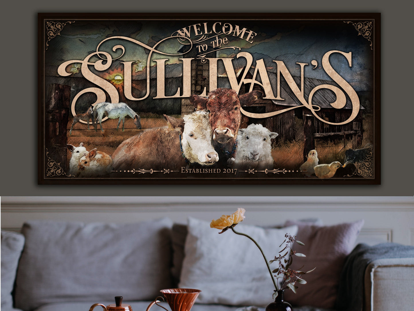 Spring Decor Personalized | Spring Farmhouse Sign | Spring Farm Decor | Farm Animal Decor | Spring Wall Decor | Rustic Spring Decor
