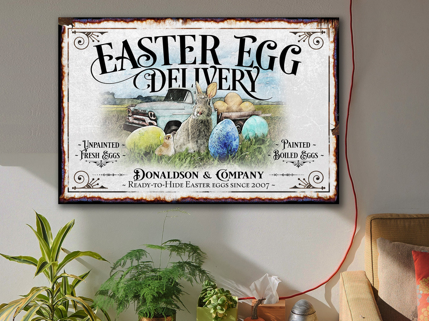Easter Sign | Easter Decor | Easter Egg Sign | Vintage Easter Decor | Easter Bunny Decor | Custom Easter Sign | Family Name Sign