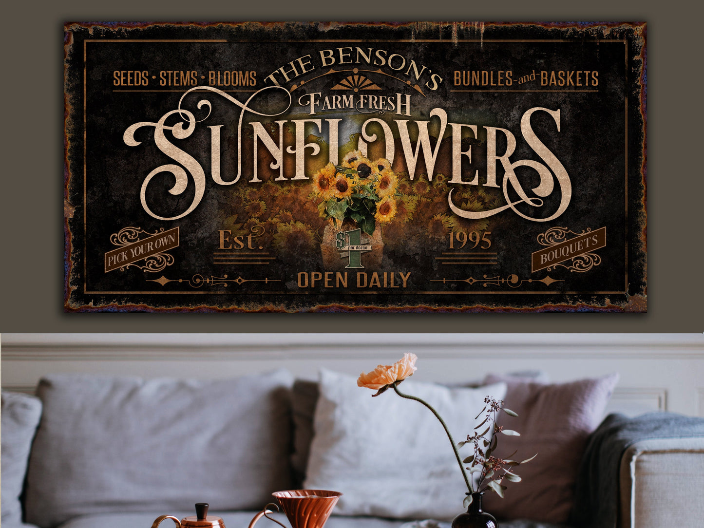 Personalized Sunflower Sign | Spring Sunflower Sign | Sunflower Decor | Spring Home Decor | Spring Wall Decor | Rustic Spring Decor