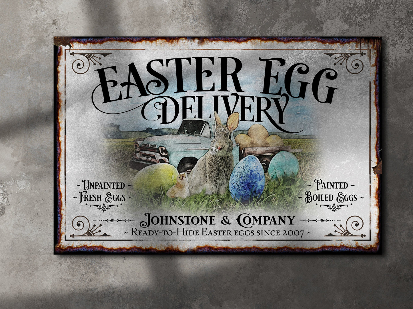 Easter Sign | Easter Decor | Easter Egg Sign | Vintage Easter Decor | Easter Bunny Decor | Custom Easter Sign | Family Name Sign