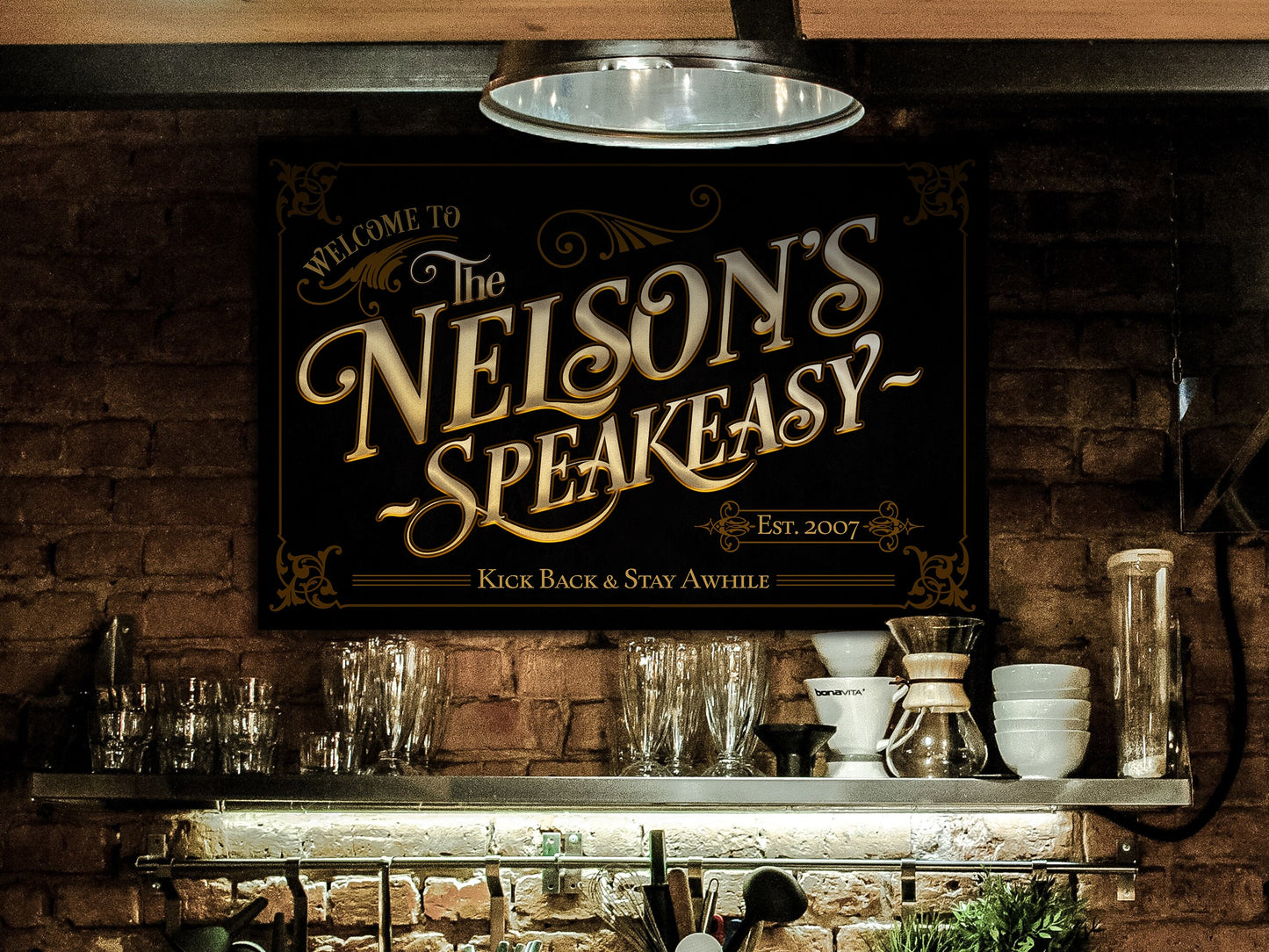Personalized Speakeasy Sign | Custom Name Speakeasy Sign | Family Speakeasy Sign | Name Sign | Modern Farmhouse Decor | Large Metal Sign