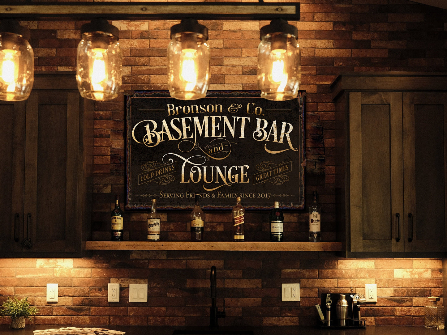 Basement Bar and Lounge Sign | Custom Basement Bar Sign | Custom Name Sign | Man Cave Sign | Basement Bar Wall Decor | Distressed Sign