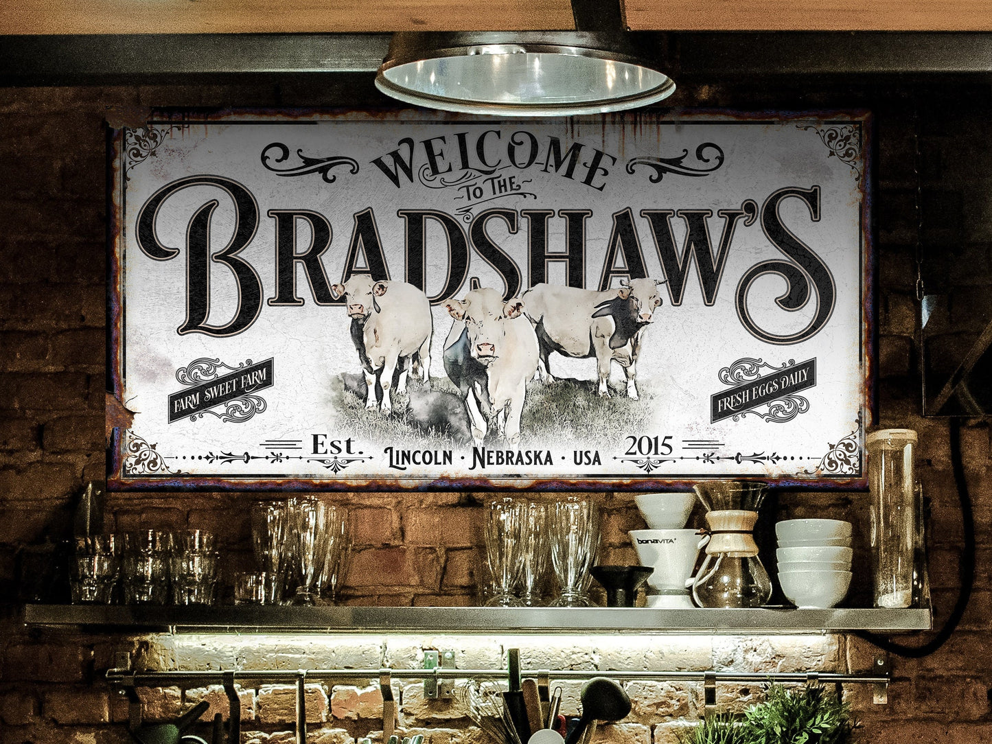 Charolais Cattle Ranch Sign | Family Name Farmhouse Sign | Charolais Sign | Ranch House Plans | Farm Wall Decor | Distressed Sign