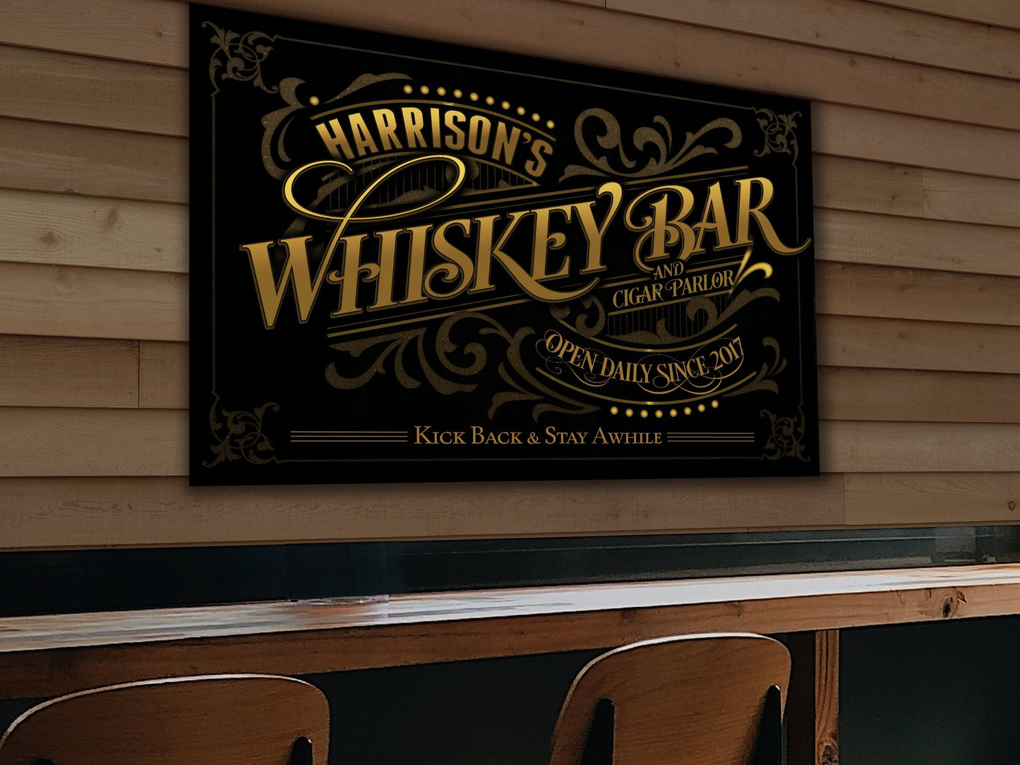 Whiskey Bar Sign | Personalized Whiskey Bar and Cigar Parlor Sign | Bourbon Bar Sign | Vintage Whiskey Bar Sign | Last Name Whiskey Bar Sign