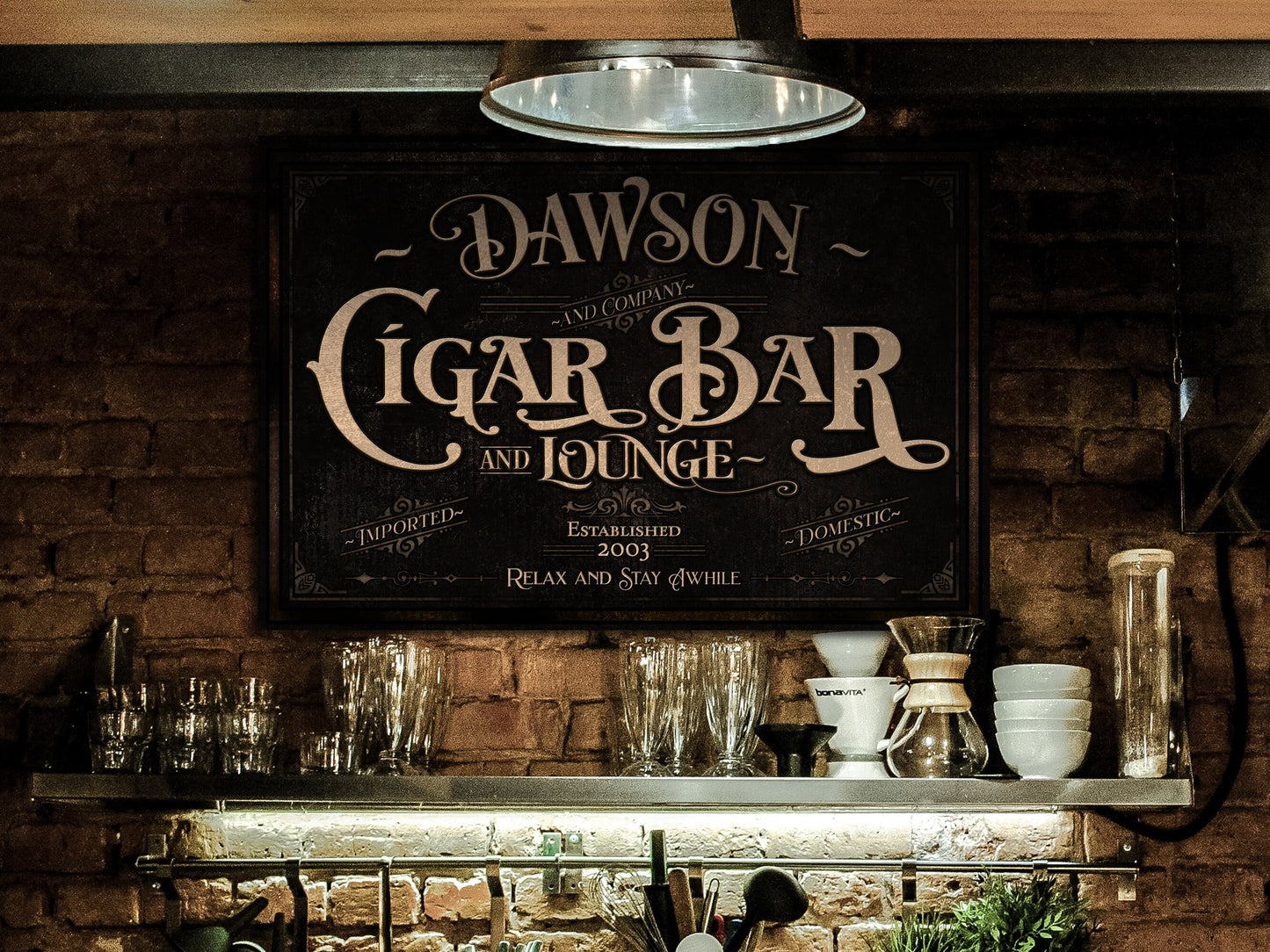 Personalized Cigar Bar Sign | Cigar Bar and Lounge Sign | Cigar Lounge Sign | Rustic Cigar Sign | Vintage Cigar Bar Sign